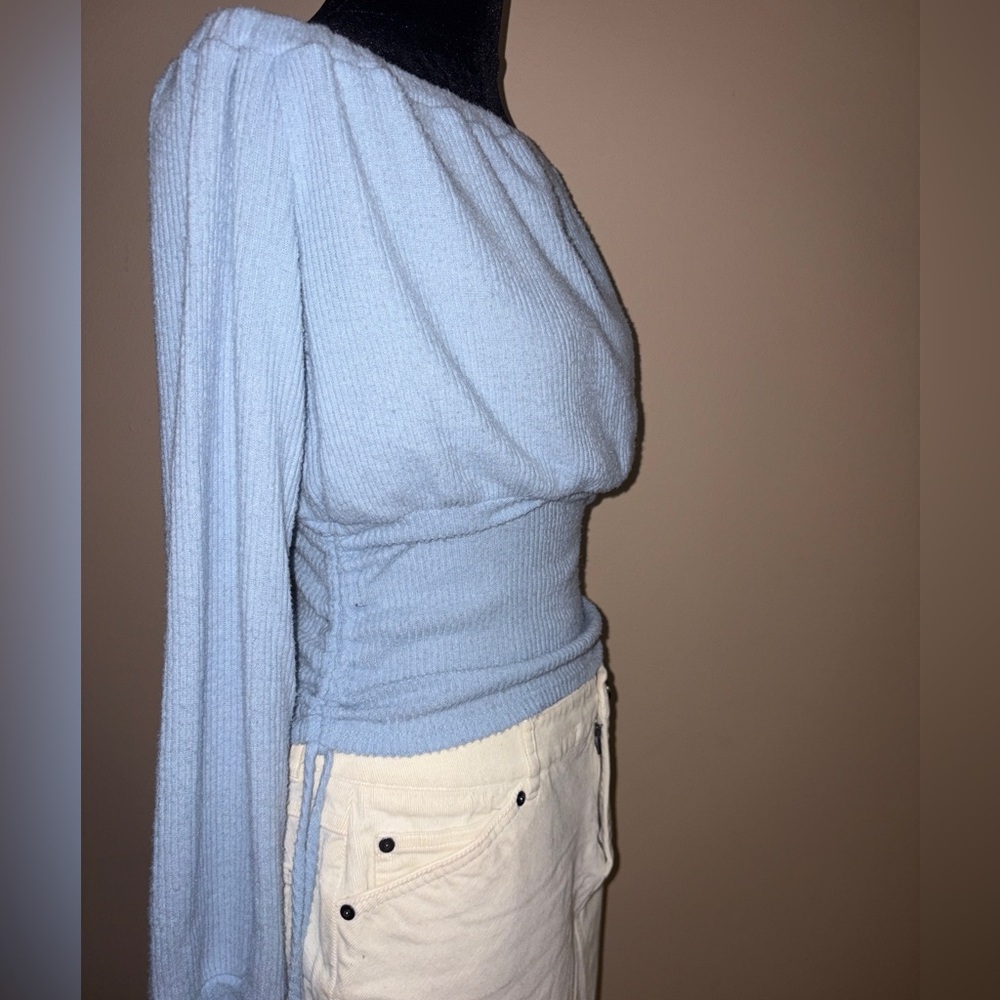 Fashion Nova Sky Blue Off-Shoulder Sweater - Picture 3 of 6
